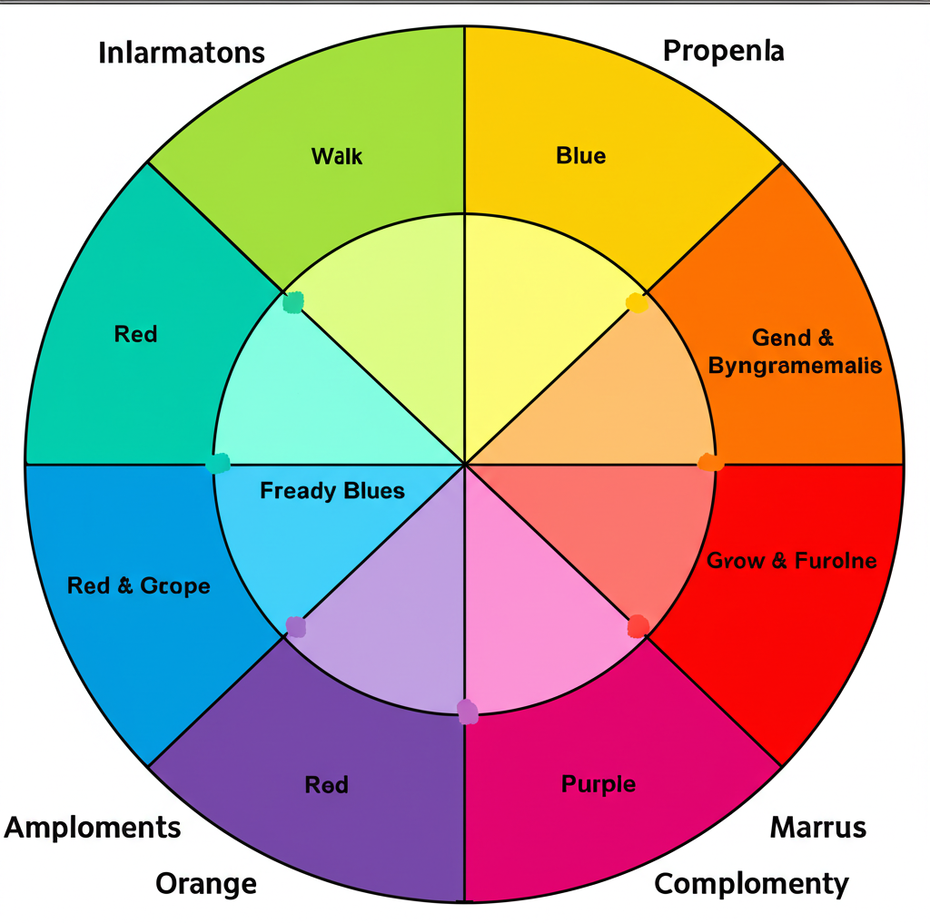 Color wheel showing different harmony relationships